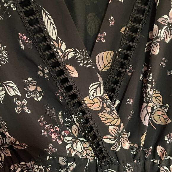 Nicholas Floral Print Georgette Lace-Insert Mini Dress - Picture 5 of 12